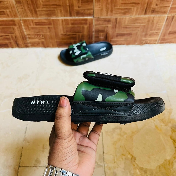 Nk-Inspired Black & Green Camo Adjustable Comfort Slide